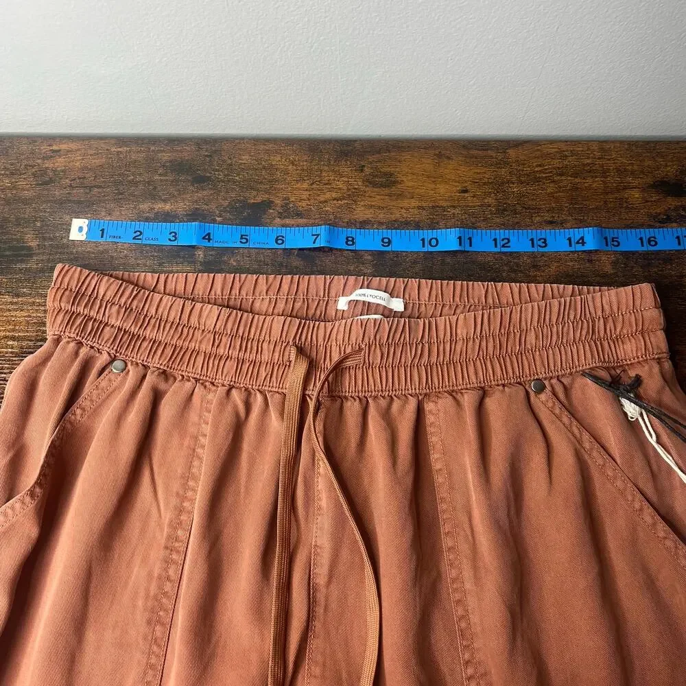 NEW Nicole Miller 100% Lyocell Cargo Pocket Jogger Ankle Pants Size L Terracotta